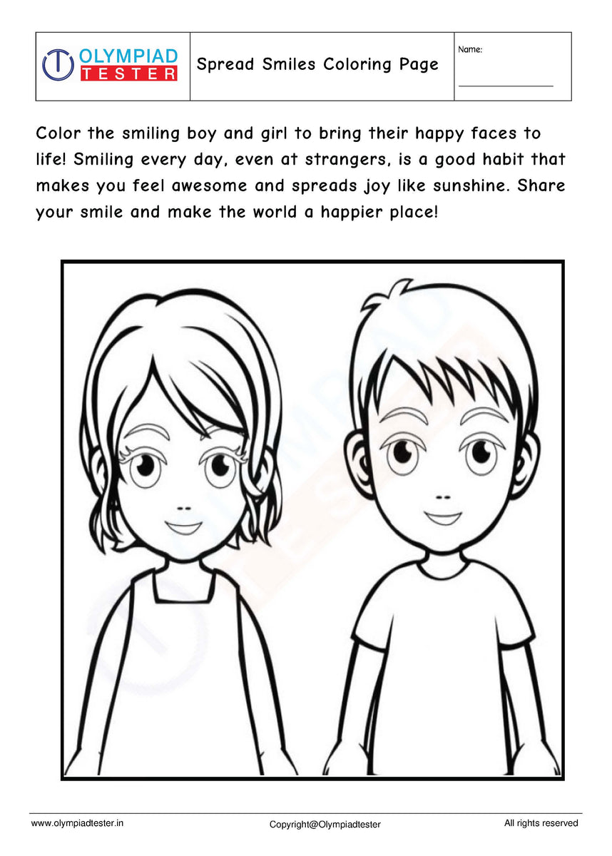 Spread Smiles Coloring Page | Olympiad tester