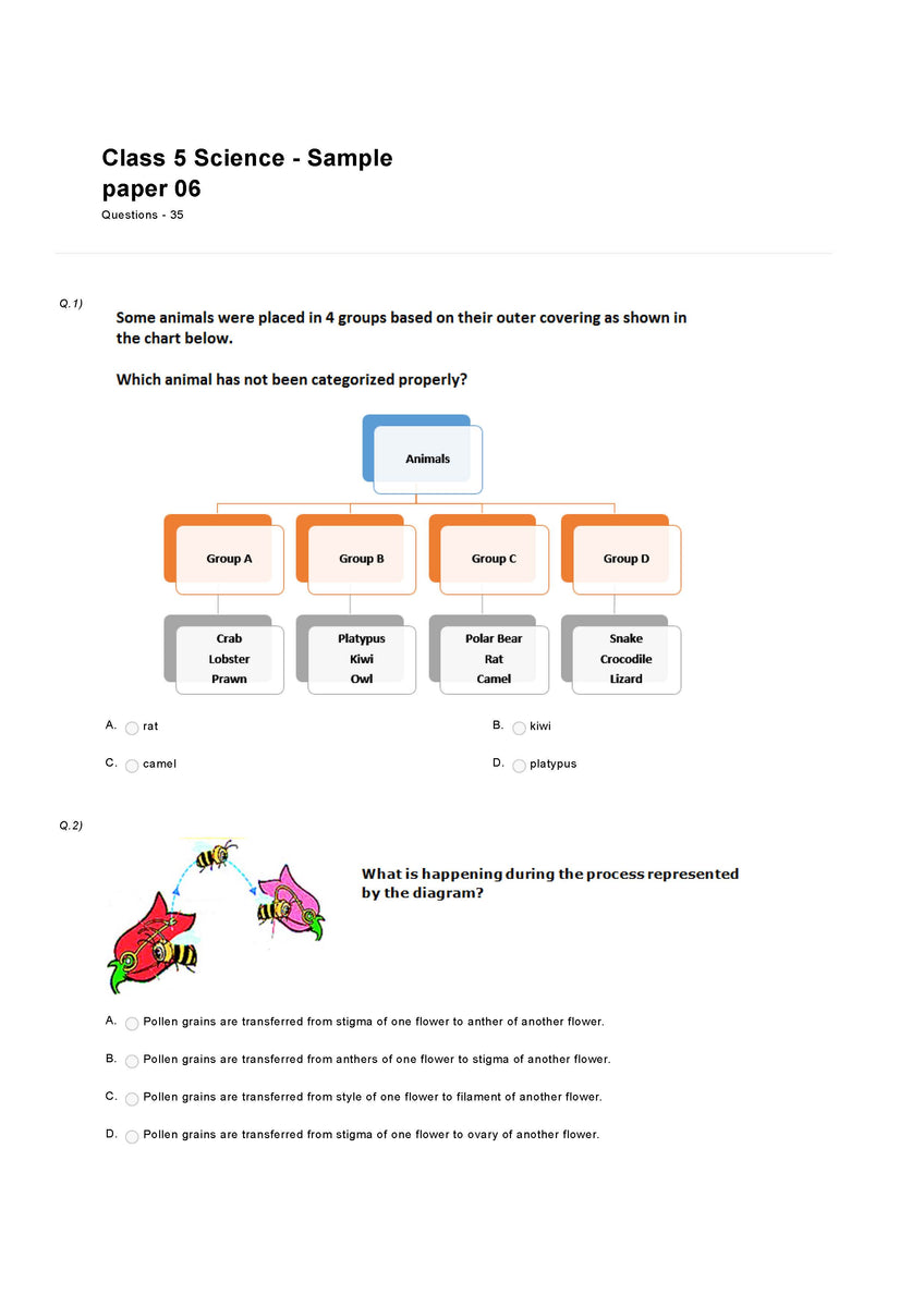 Science Olympiad Class 5 - Sample Question Paper 06 | Olympiad Tester