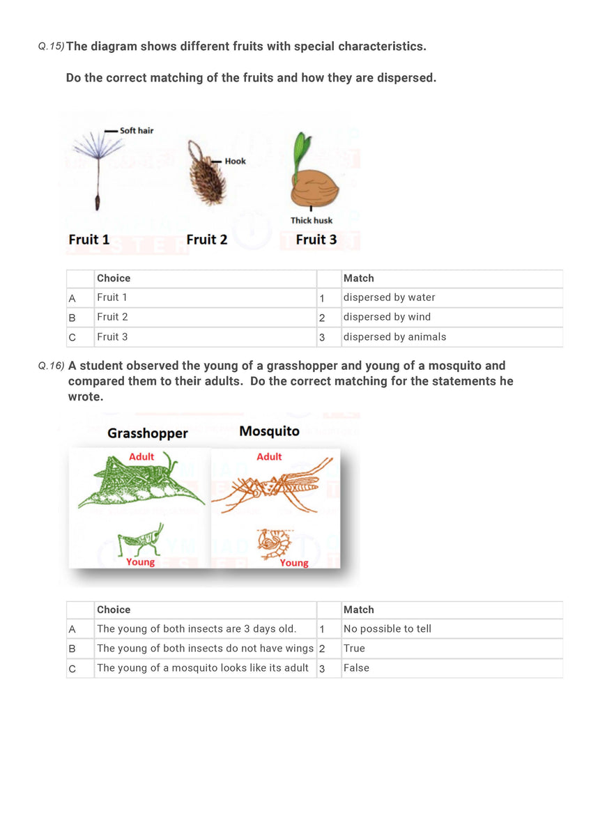 Science Olympiad Class 5 - Sample Question Paper 14 | Olympiad Tester