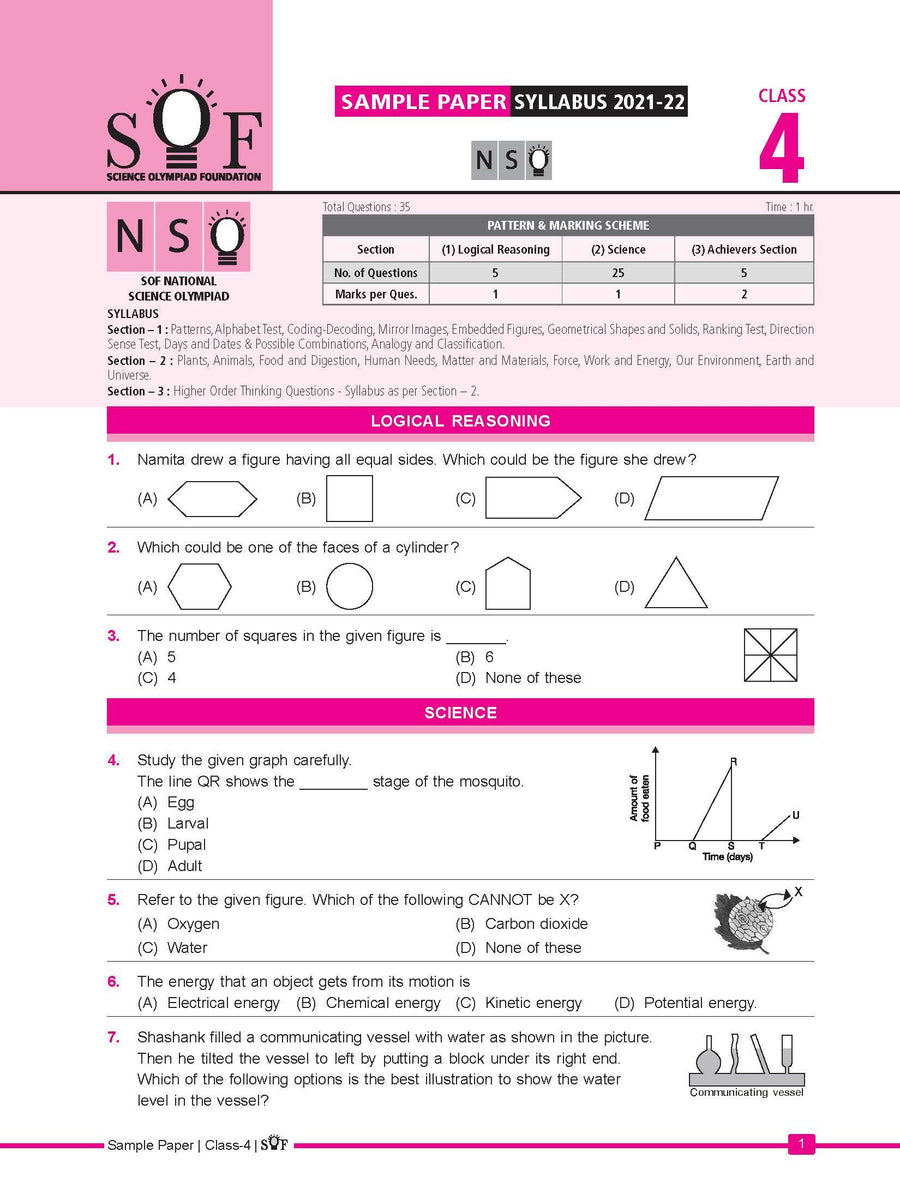 Class 4 NSO Official Sample Question Paper | Olympiad Tester