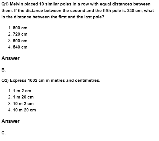 class 4 maths measurement questions pdf