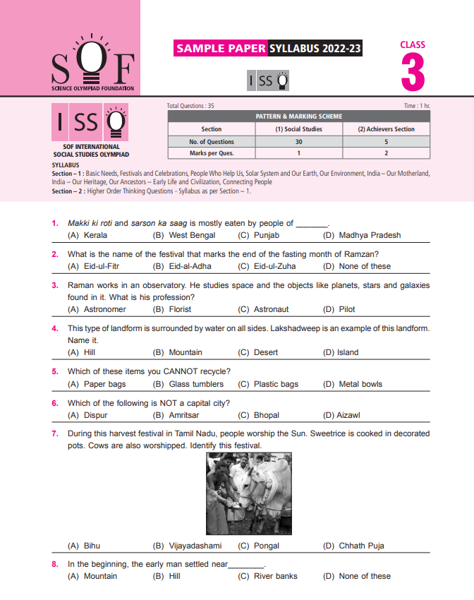 Class 3 Isso Official Sample Model Question Paper Olympiad Tester