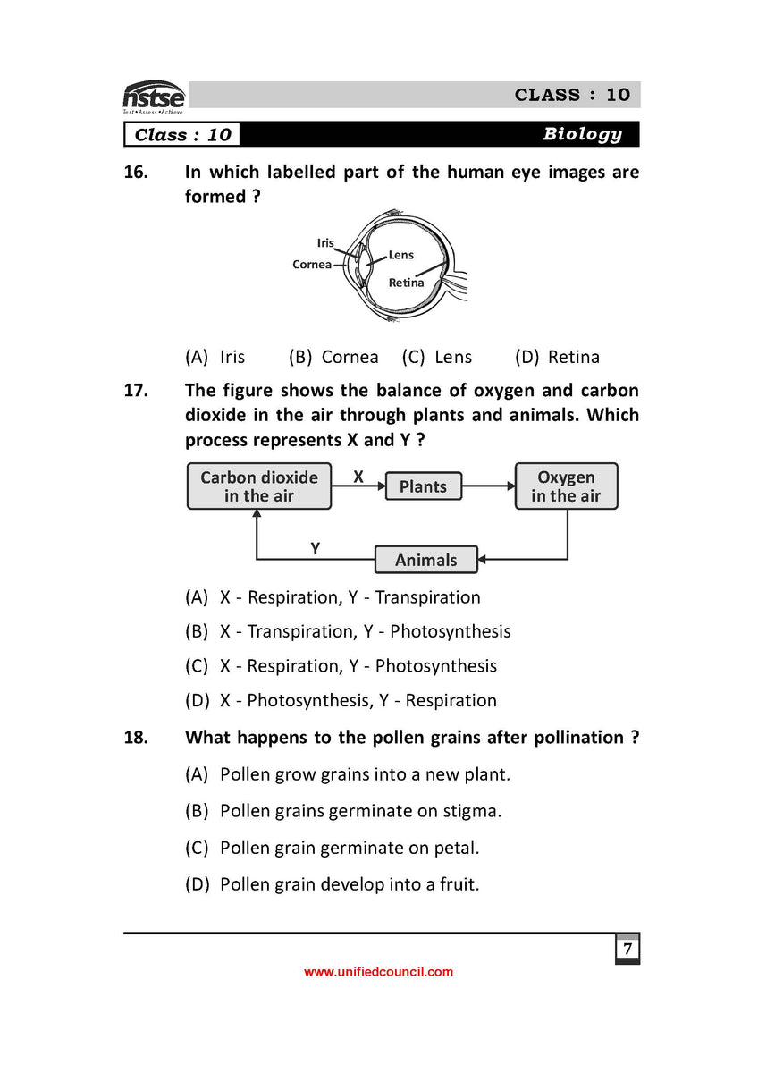 Science Olympiad Class 10 Sample question paper 04 Olympiad tester