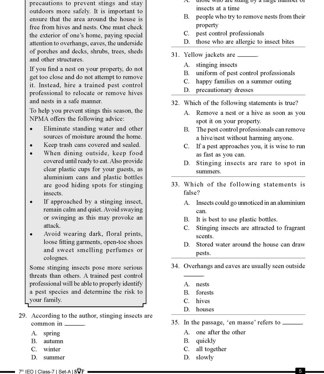 English Olympiad Class 8 - Sample Paper 02 | Olympiad Tester