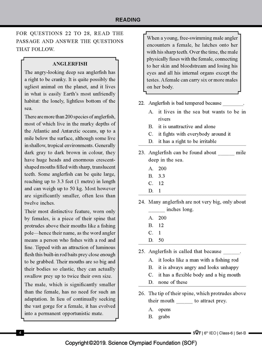 Class 6 English Olympiad Sample Question Paper 20 Olympiad Tester 9135