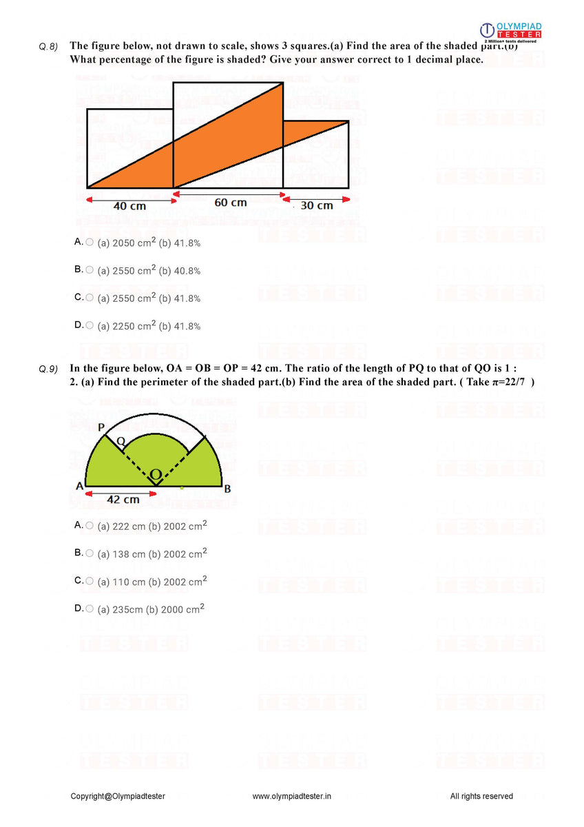 area and perimeter olympiad questions class 4