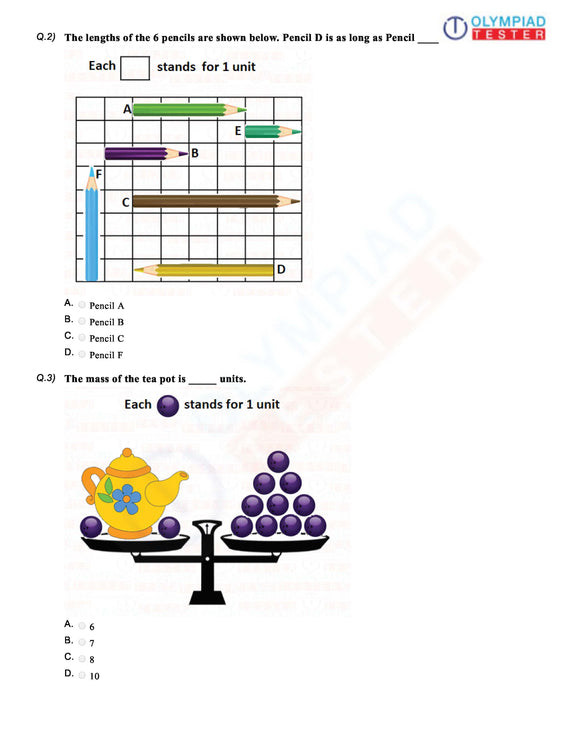 Class 1 IMO Maths Olympiad sample paper - worksheet 01