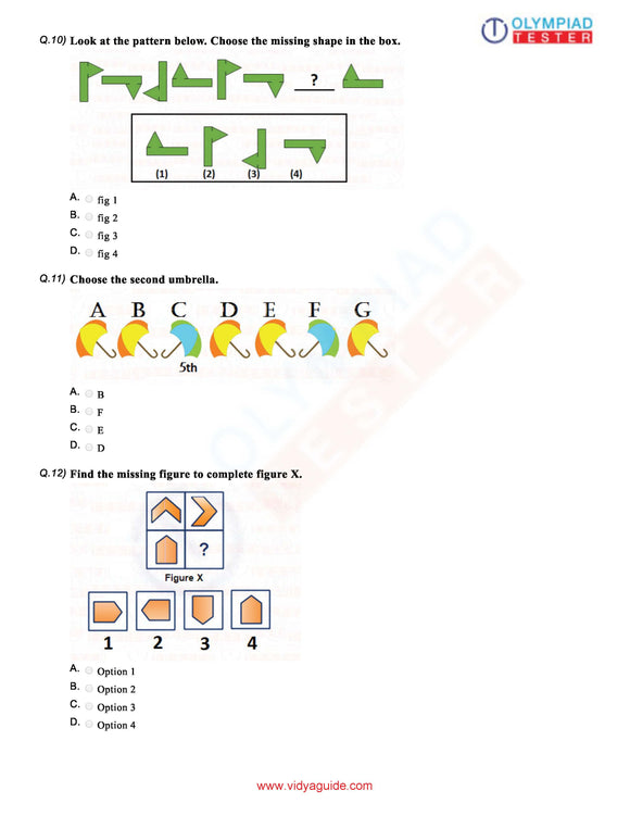 Class 1 Reasoning Olympiad Sample paper - PDF Worksheet 02 - Olympiad tester