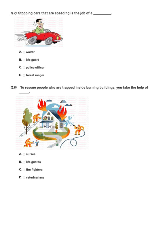 Class 1 Science - Human body and their needs - Practice test 03