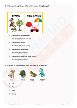 Class 1 NSO - Practice test - Living and Non-living things