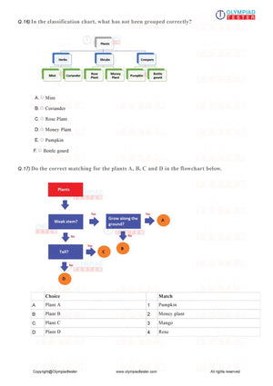 Class 1 Science HOT questions - PDF Worksheet 03