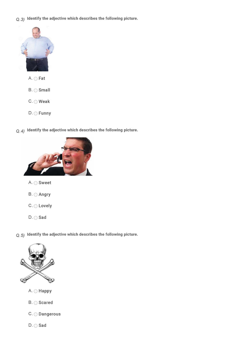 Class 2 English Sample Paper On Adjectives Olympiad Tester