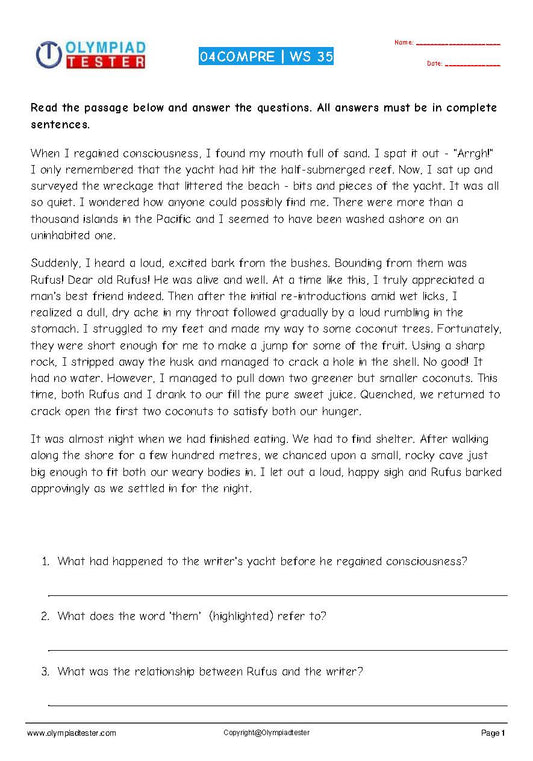 Unseen Passage for Class 3 - Passage 09