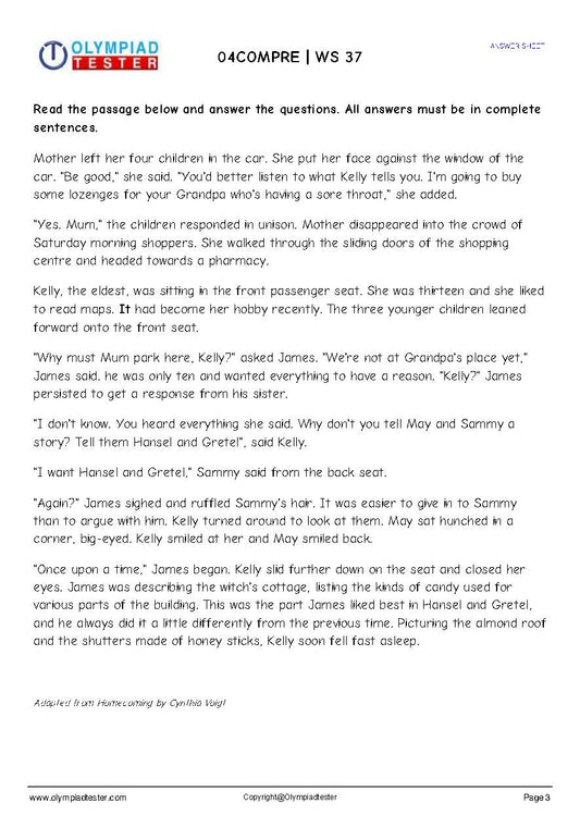 Unseen Passage for Class 3 - Passage 14