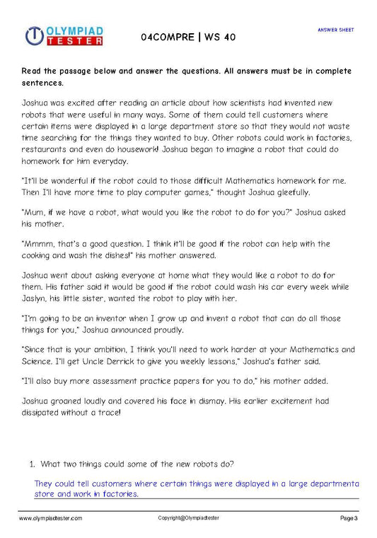 Unseen Passage for Class 3 - Passage 20