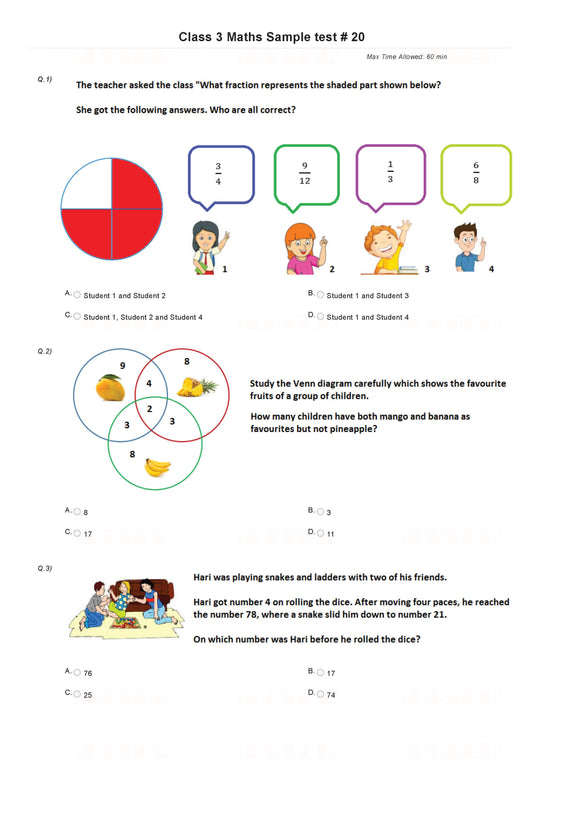Class 3 IMO Maths Olympiad sample paper - Worksheet 1