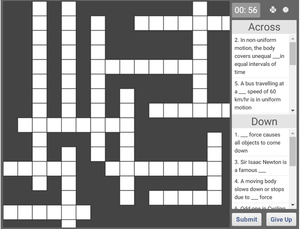 Science crossword puzzle - Motion and measurement