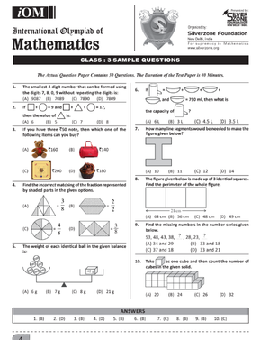 Download Class 3 iOM Maths Olympiad sample paper