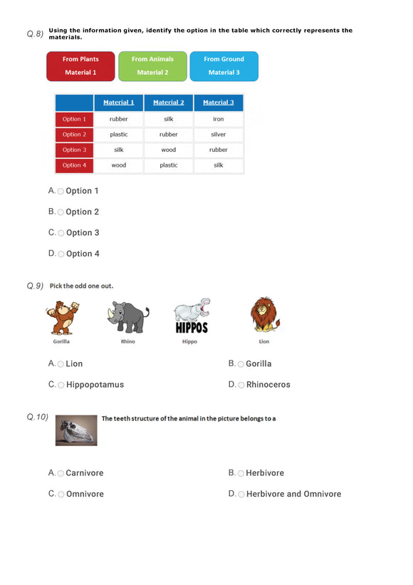 Science Olympiad Class 3 - Sample question paper 08