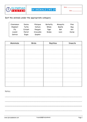 CBSE Class 4 Science HOTS Worksheets - Animals - Set 06