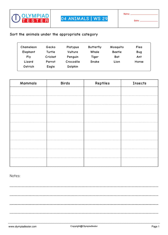 CBSE Class 4 Science HOTS Worksheets - Animals - Set 06