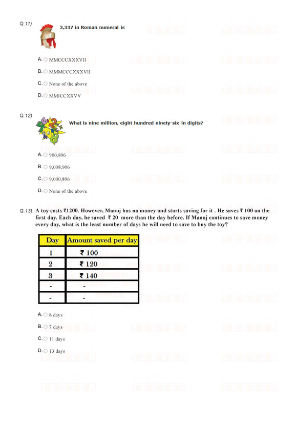 Class 4 IMO Maths Olympiad pdf worksheet 02