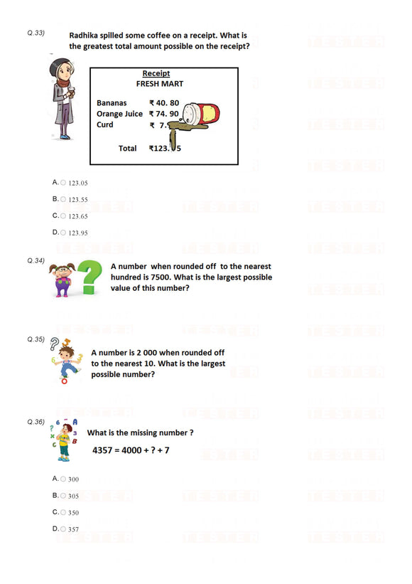 Class 4 IMO Maths Olympiad pdf worksheet 01