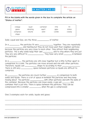 CBSE Class 4 Science HOTS Worksheets - Matter and materials - Set 01