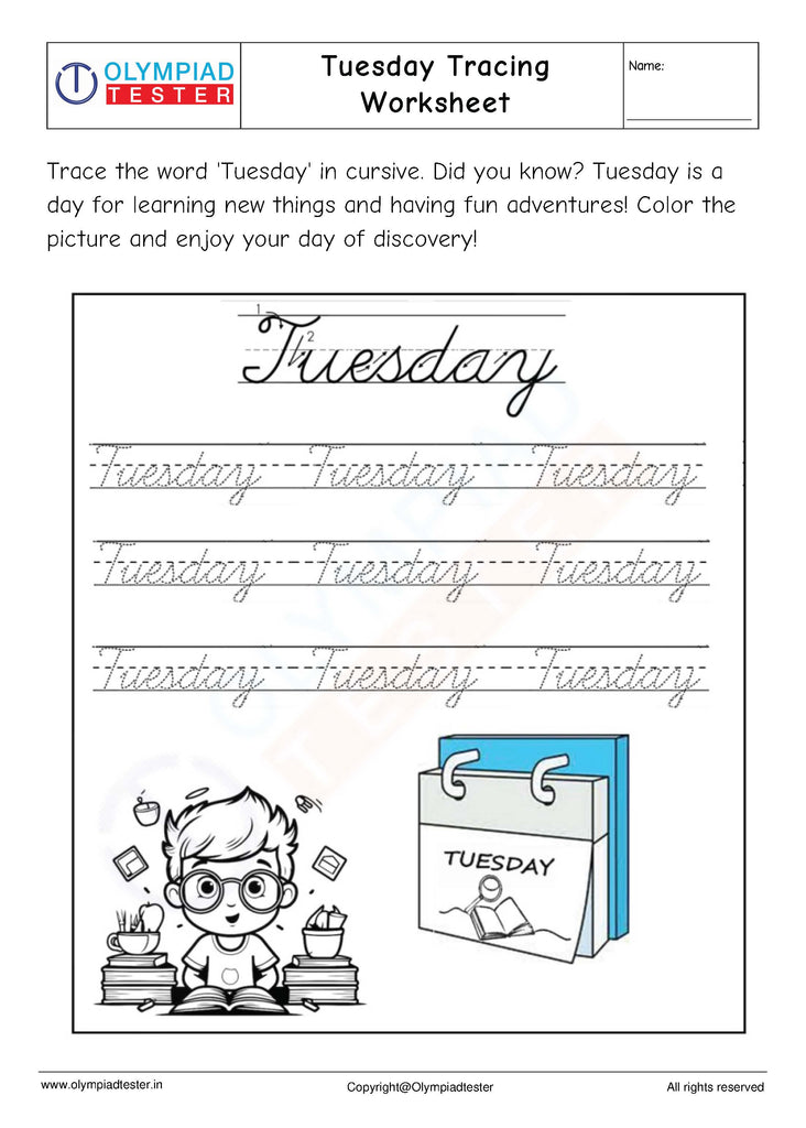 Tuesday Tracing Worksheet