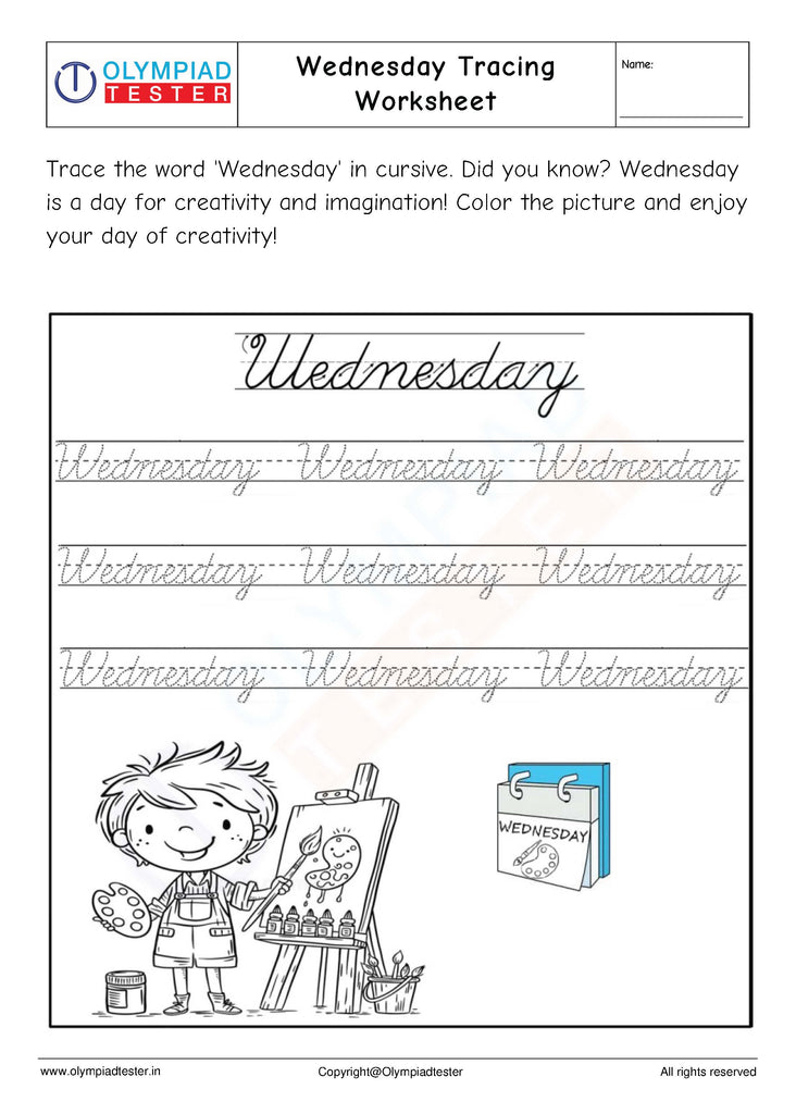 Wednesday Tracing Worksheet