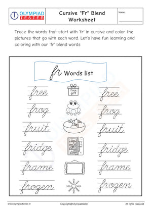 Cursive "Fr" Blend Worksheet