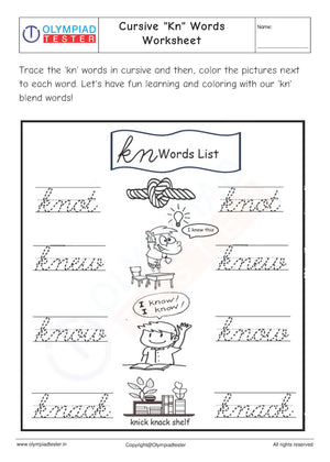 Cursive "Kn" Words Worksheet