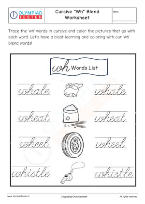 Cursive "Wh" Blend Worksheet