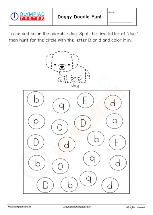 D worksheet for kindergarten