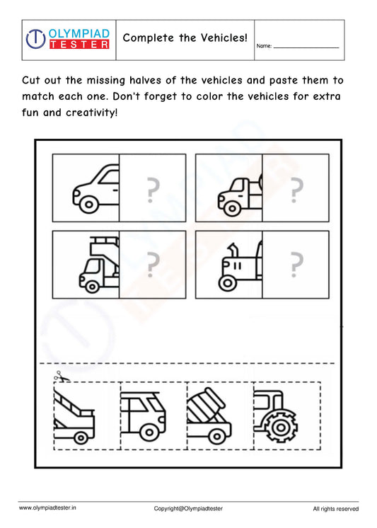 Cut and paste kindergarten worksheet