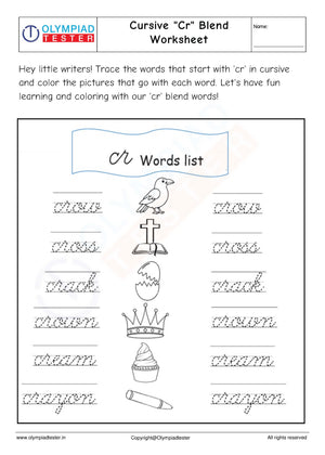 Cursive "Cr" Blend Worksheet