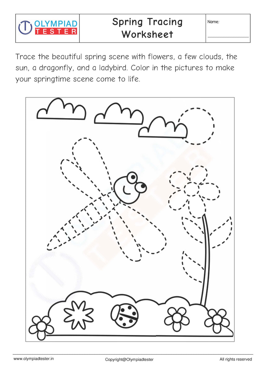 Spring Tracing Worksheet | Olympiad tester