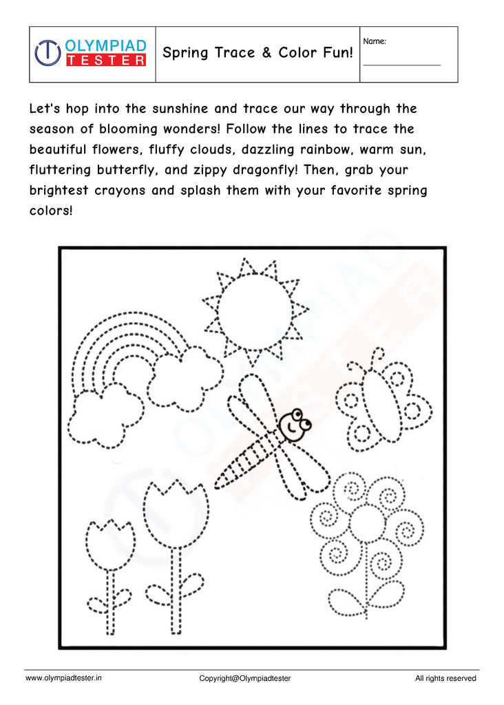 Spring Trace and Color fun worksheet