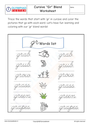 Cursive "Gr" Blend Worksheet