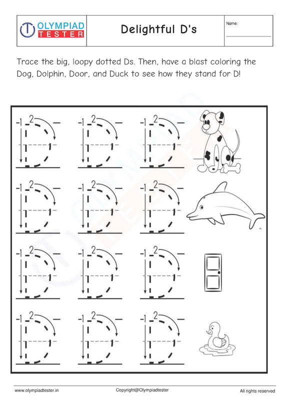 D tracing worksheet