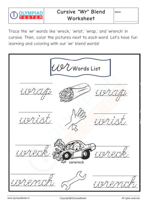 Cursive "Wr" Blend Worksheet