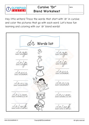 Cursive "Dr" Blend Worksheet