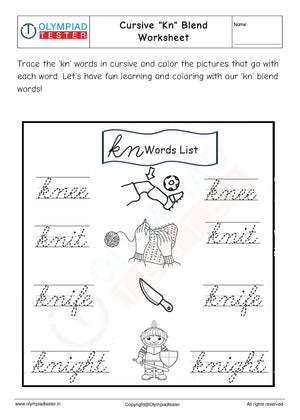 Cursive "Kn" Blend Worksheet