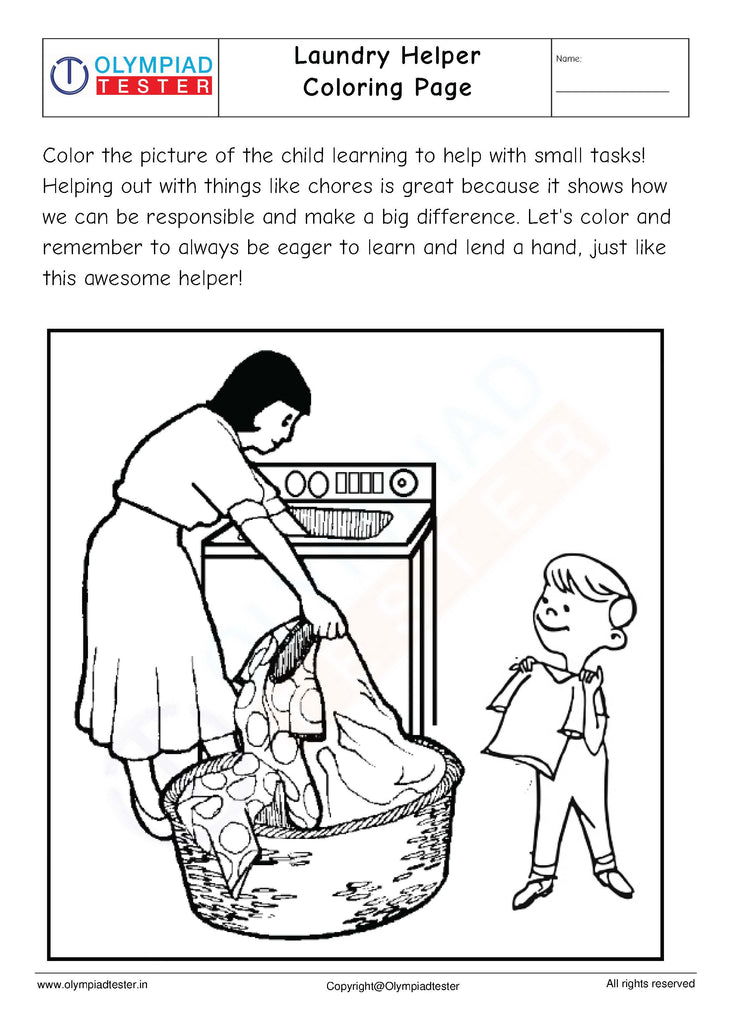 Laundry Helper Coloring Page