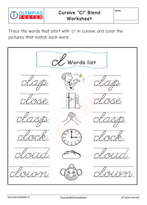 Cursive "Cl" Blend Worksheet