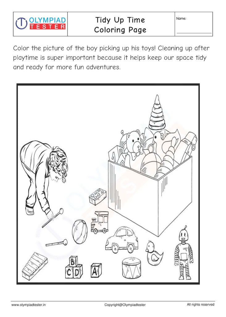 Clean-Up Time Coloring Page