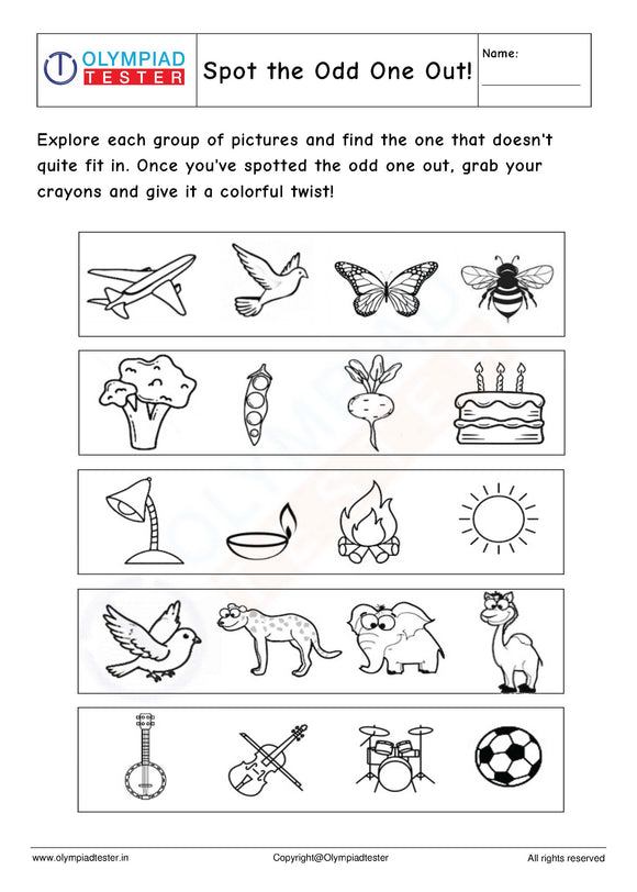 Kindergarten Worksheet - Spot the Odd One Out! 