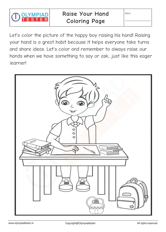 Raise Your Hand Coloring Page