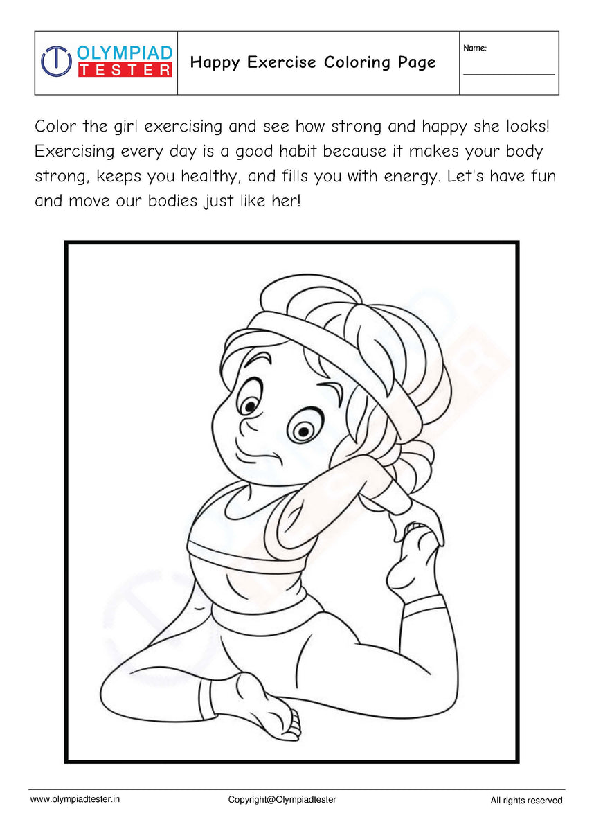 Happy Exercise Coloring Page | Olympiad tester