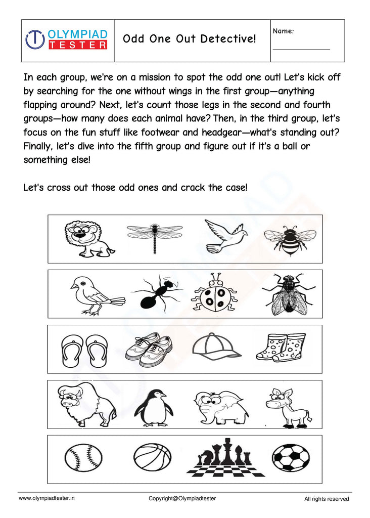 Kindergarten Worksheet - Odd one out